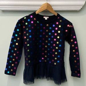 Crewcuts Girls Navy Sweatshirt with Polka Dots (size 10)